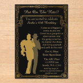 Roaring 20s art deco flapper girl en gangster acryl uitnodigingen (Voorkant)