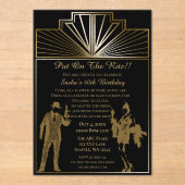 Roaring 20s art deco flapper girl en gangster acryl uitnodigingen (Voorkant)
