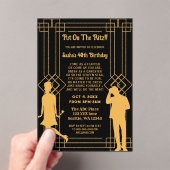 Roaring 20s art deco flapper girl en gangster acryl uitnodigingen (Insitu (Draagbaar))