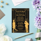 Roaring 20s art deco flapper girl en gangster acryl uitnodigingen (Insitu (Huwelijk))