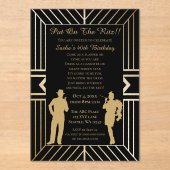 Roaring 20s art deco flapper girl en gangster acryl uitnodigingen (Voorkant)