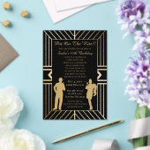 Roaring 20s art deco flapper girl en gangster acryl uitnodigingen (Insitu (Huwelijk))