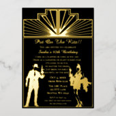 Roaring 20s art deco flapper girl en gangster folie uitnodiging (Voorkant)