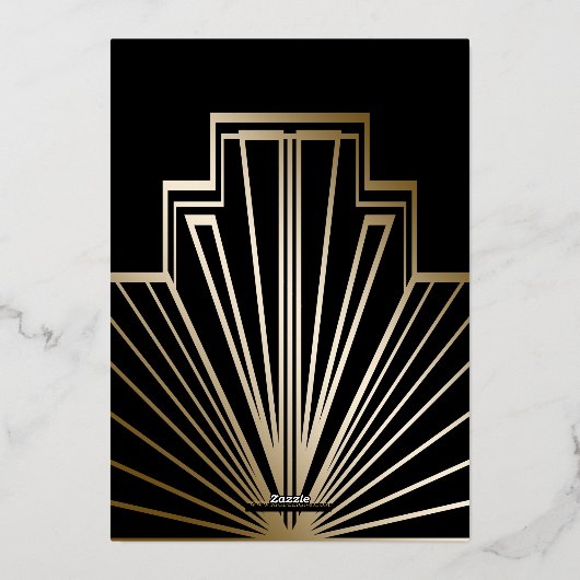 Roaring 20s art deco flapper girl en gangster folie uitnodiging (Achterkant)