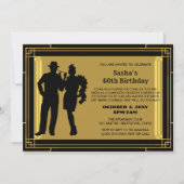 Roaring 20s art deco flapper girl en gangster inv kaart (Voorkant)