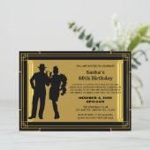 Roaring 20s art deco flapper girl en gangster inv kaart (Staand voorkant)