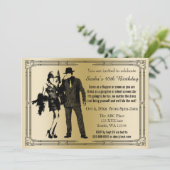 Roaring 20s art deco flapper girl en gangster kaart (Staand voorkant)