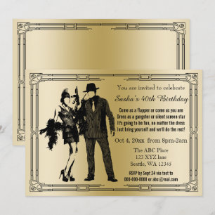 Roaring 20s art deco flapper girl en gangster kaart