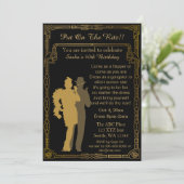 Roaring 20s art deco flapper girl en gangster kaart (Staand voorkant)