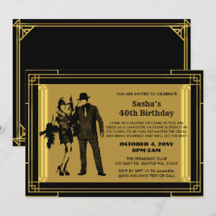 Roaring 20s art deco flapper girl en gangster kaart