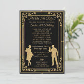 Roaring 20s art deco flapper girl en gangster kaart (Staand voorkant)