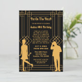 Roaring 20s art deco flapper girl en gangster kaart (Staand voorkant)