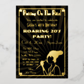 Roaring 20s art deco flapper girl folie uitnodiging (Voorkant)