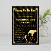 Roaring 20s art deco flapper girl folie uitnodiging (Staand Voorkant)