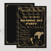 Roaring 20s art deco flapper girl uitnodiging (Voorkant / Achterkant)