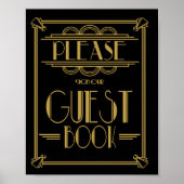 Roaring 20's Art Deco Gatsby-gastenboekprint Poster (Voorkant)