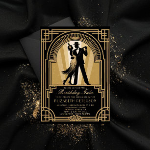 Roaring 20s Art Deco Gatsby Verjaardag Kaart