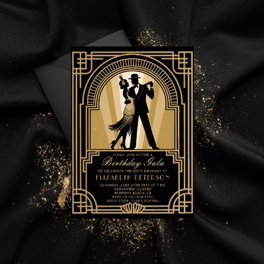 Roaring 20s Art Deco Gatsby Verjaardag Kaart