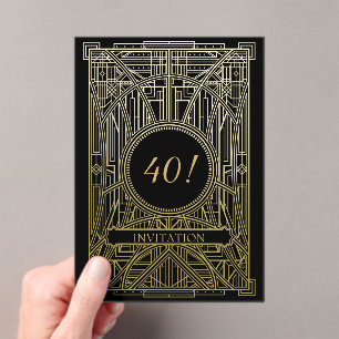 Roaring 20s art deco grote gatsby verjaardag acryl uitnodigingen