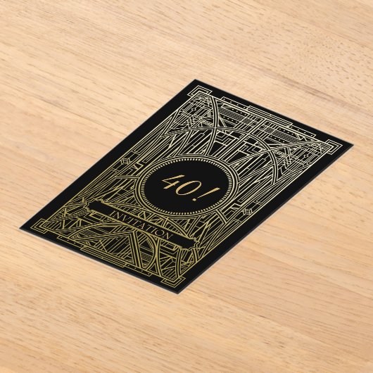 Roaring 20s art deco grote gatsby verjaardag acryl uitnodigingen (Laagn)