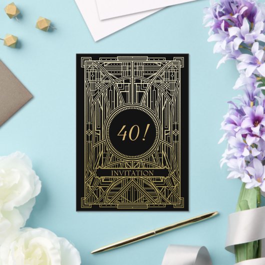 Roaring 20s art deco grote gatsby verjaardag acryl uitnodigingen (Insitu (Huwelijk))
