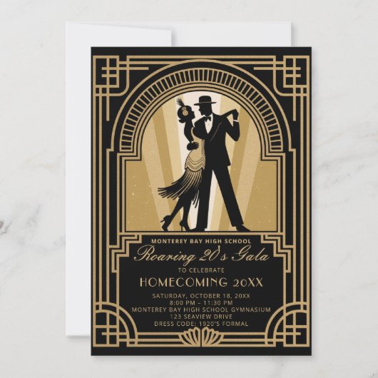 Roaring 20s Art Deco Prom Homecoming School Gala Kaart (Voorkant)