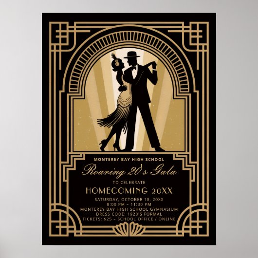 Roaring 20s Art Deco Prom Homecoming School Gala Poster (Voorkant)