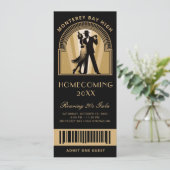 Roaring 20s Art Deco Prom Homecoming School Ticket Kaart (Staand voorkant)