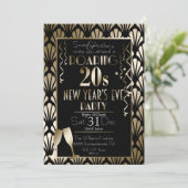 Roaring 20s Art Deco Retro Gouden Oudejaarsavond Kaart (Staand voorkant)