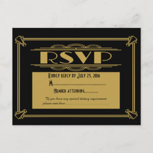 Roaring 20's Art Deco RSVP-briefkaart Uitnodiging Briefkaart