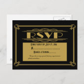 Roaring 20's Art Deco RSVP-briefkaart Uitnodiging Briefkaart (Voorkant / Achterkant)