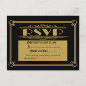 Roaring 20's Art Deco RSVP-briefkaart Uitnodiging Briefkaart (Voorkant)