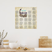Roaring 20s Damask Peacock Gold Seating Chart Poster (Keuken)