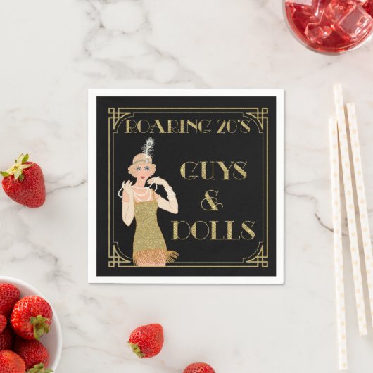 Roaring 20's Flapper Black & Gold Servetten (Insitu)