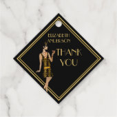 Roaring 20s Flapper Gatsby Dank u Zwart Goud Bedankjes Labels (Voorkant)
