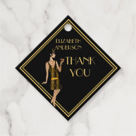 Roaring 20s Flapper Gatsby Dank u Zwart Goud Bedankjes Labels