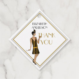 Roaring 20s Flapper Gatsby Dank u Zwart Goud Bedankjes Labels