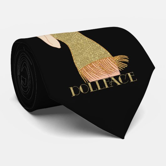 Roaring 20's Flapper Gold Glitter Dollface Stropdas (Opgerold)