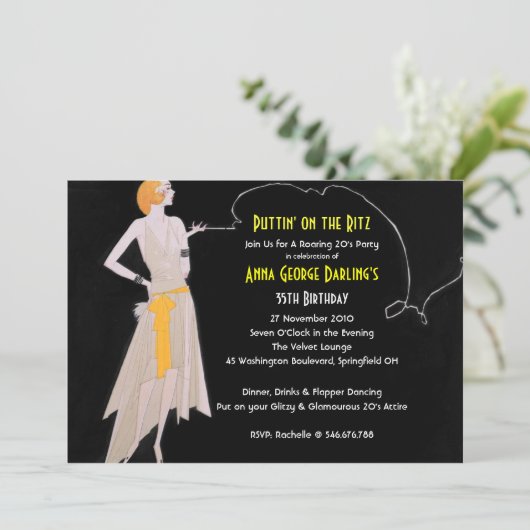 Roaring 20's - Flapper Party Uitnodigingen (Staand voorkant)
