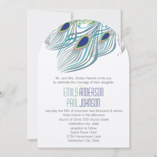 Roaring 20s Gatsby Boho  Peacock Lovebird Kaart (Voorkant)