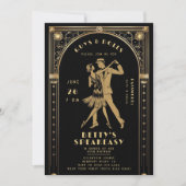 Roaring 20s Gatsby Gold Flapper Speakeasy Verjaard Kaart (Voorkant)