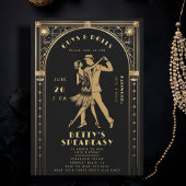 Roaring 20s Gatsby Gold Flapper Speakeasy Verjaard Kaart