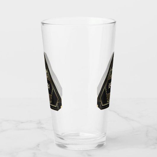 Roaring 20s Goud en Zwart Art Deco Monogram Glas (Links)