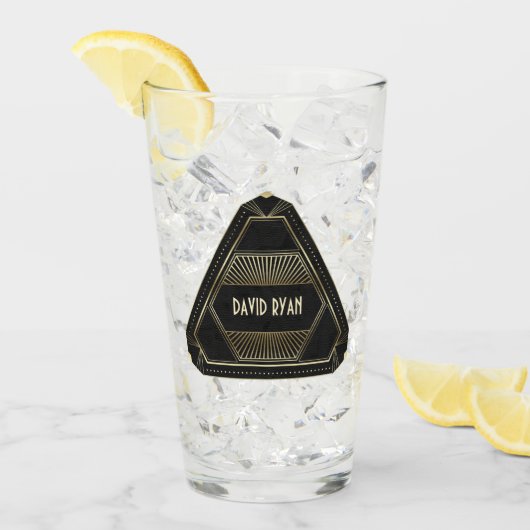 Roaring 20s Goud en Zwart Art Deco Monogram Glas (Voorkant ijs)