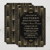 Roaring 20s Great Gatsby Art Deco 18th Birthday Kaart (Voorkant / Achterkant)