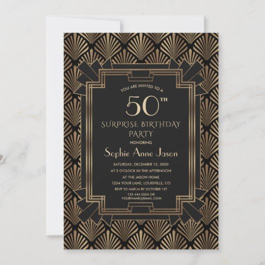Roaring 20's Great Gatsby Art Deco 50th Birthday  Kaart (Voorkant)