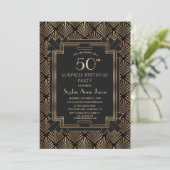 Roaring 20's Great Gatsby Art Deco 50th Birthday Kaart (Staand voorkant)