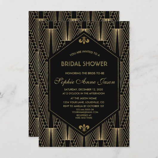 Roaring 20s Great Gatsby Art Deco Vrijgezellenfees Kaart (Voorkant / Achterkant)