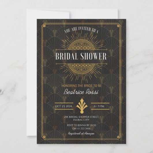 Roaring 20s Great Gatsby Art Deco Vrijgezellenfees Kaart (Voorkant)