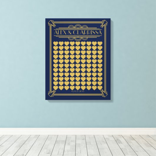 Roaring 20's grote gatsby bruiloft gastenboek goud canvas afdruk (Insitu (Houten vloer))